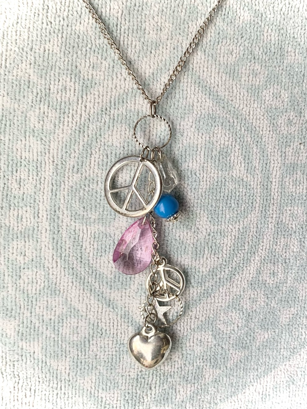 Hippie Themed Vintage Long Charm Necklace y2k